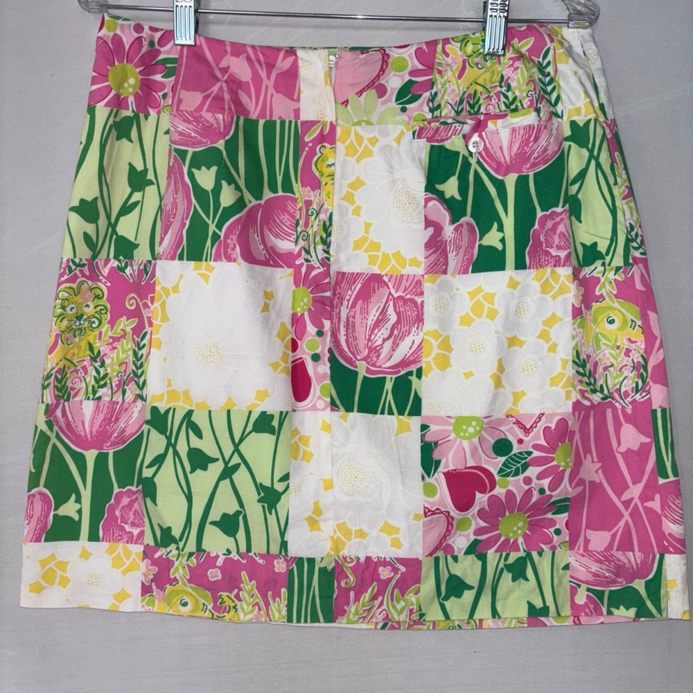 Vintage Lilly Pulitzer White Label Skirt Size 8 Derby Patch Jungle Cat Lined